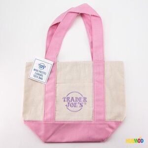NWT Trader Joe’s Mini Pastel PINK Canvas Tote Bag IN HAND READY TO SHIP!